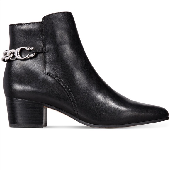 Coach Shoes - Coach Black Leather C Chain Booties. NEW